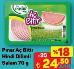 PINAR AÇ BİTİR HİNDİ DİLİMLİ SALAM 70 G